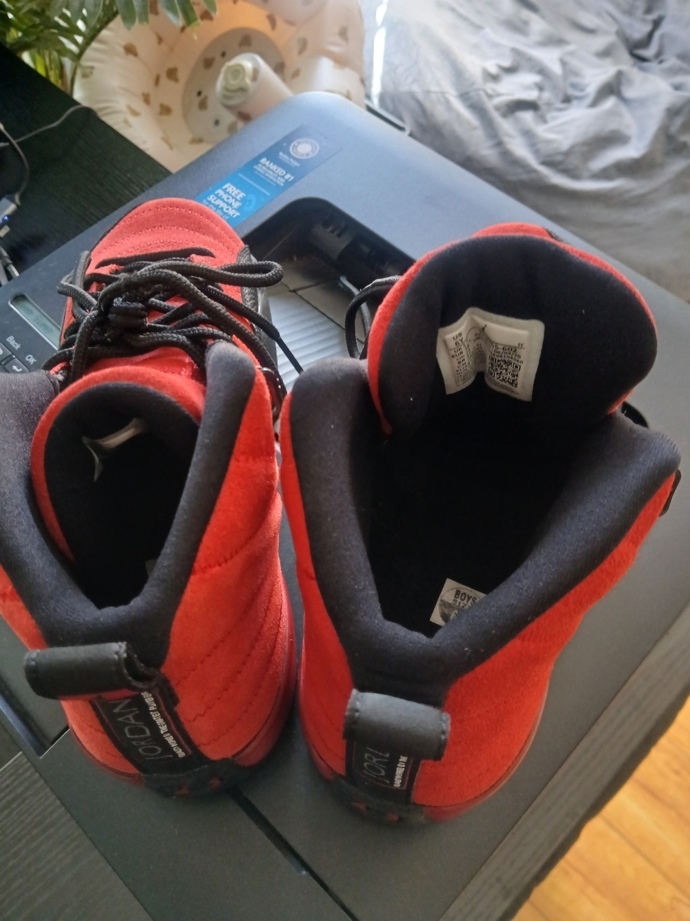 Red and Black Suede Basketball Sneaker - Picture 6 of 9